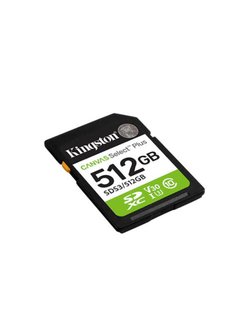 Kingston Canvas Select Plus | 512 GB | SD | Flash memory class Class 10, UHS-I, U1/U3, Video Class 10/30
