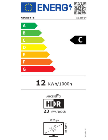 Gigabyte GS25F14 EK | 24.5 " | SS IPS | FHD | 144 Hz | 1 ms | 1920 x 1080 pixels | 300 cd/m | HDMI ports quantity 2