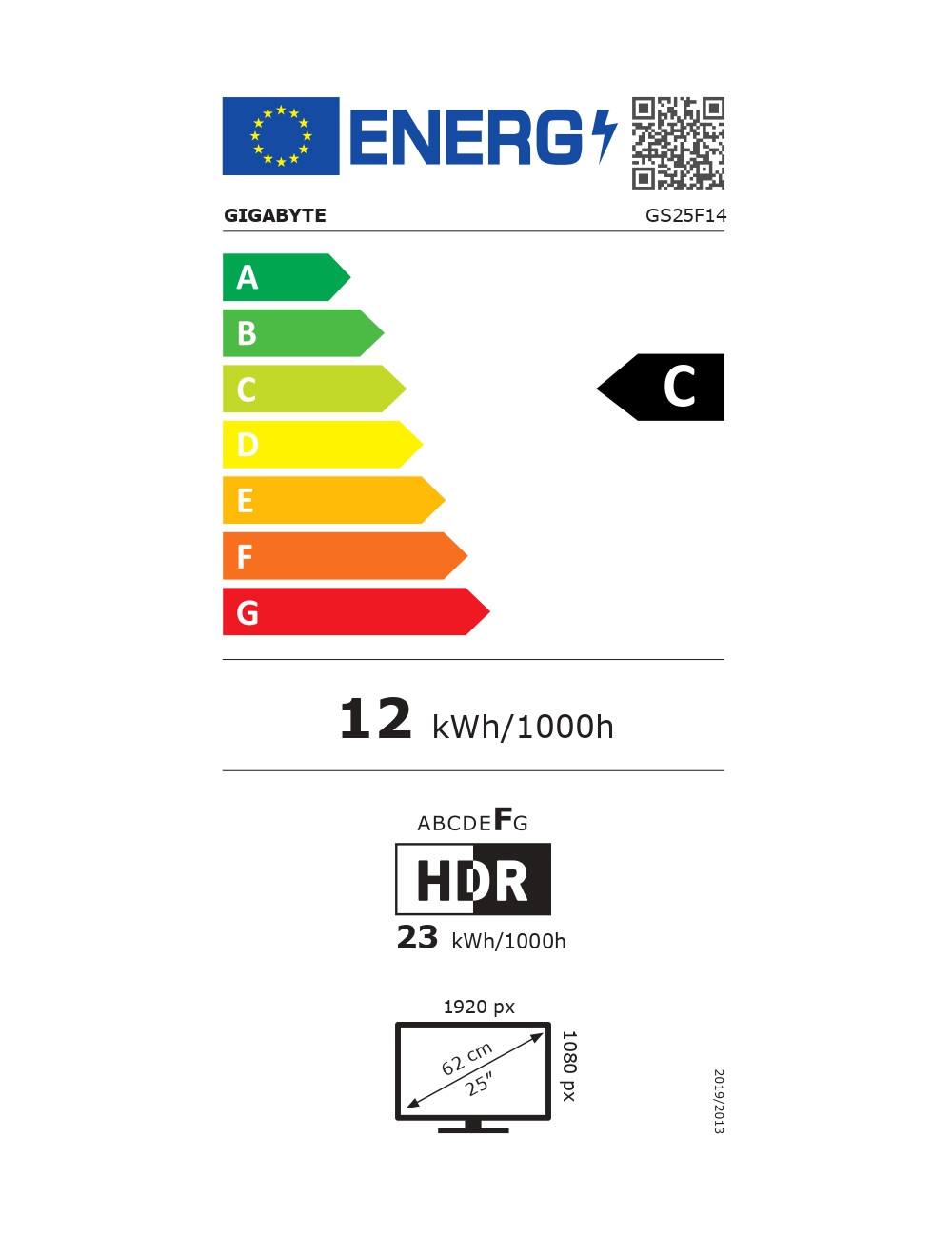 Gigabyte GS25F14 EK | 24.5 " | SS IPS | FHD | 144 Hz | 1 ms | 1920 x 1080 pixels | 300 cd/m | HDMI ports quantity 2