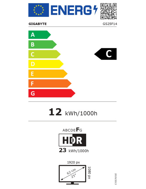 Gigabyte GS25F14 EK | 24.5 " | SS IPS | FHD | 144 Hz | 1 ms | 1920 x 1080 pixels | 300 cd/m | HDMI ports quantity 2