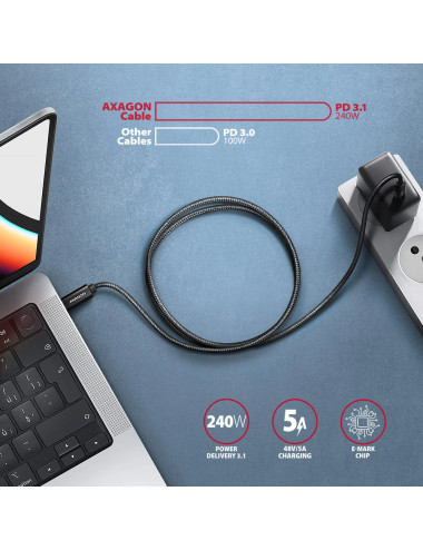 AXAGON NewGEN+ USB-C to USB-C 4 Gen 3 2/240 W cable, 0.5 m | BUCM4X-CM05AB