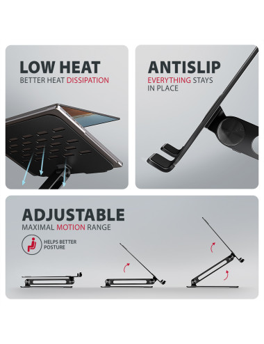 AXAGON STND-LQB stand for notebooks and tablets | Adjustable Height, Angle | 10-17.3 " | Maximum weight (capacity) 5 kg | Black