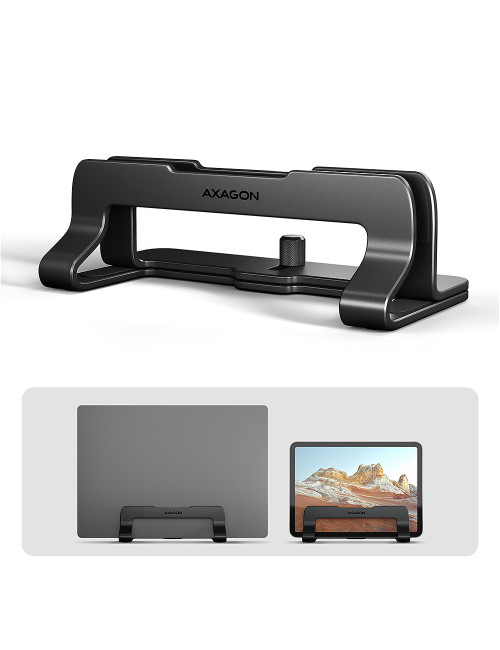 AXAGON STND-VB vertical stand for laptops and tablets | Adjustable width | 10-17.3 " | Black
