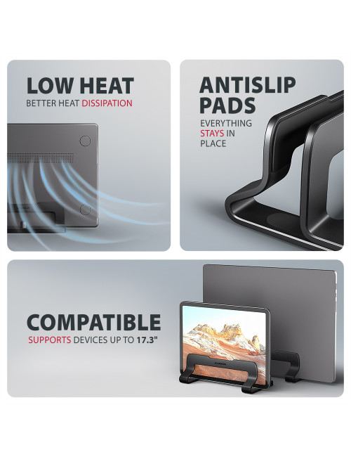 AXAGON STND-VB vertical stand for laptops and tablets | Adjustable width | 10-17.3 " | Black