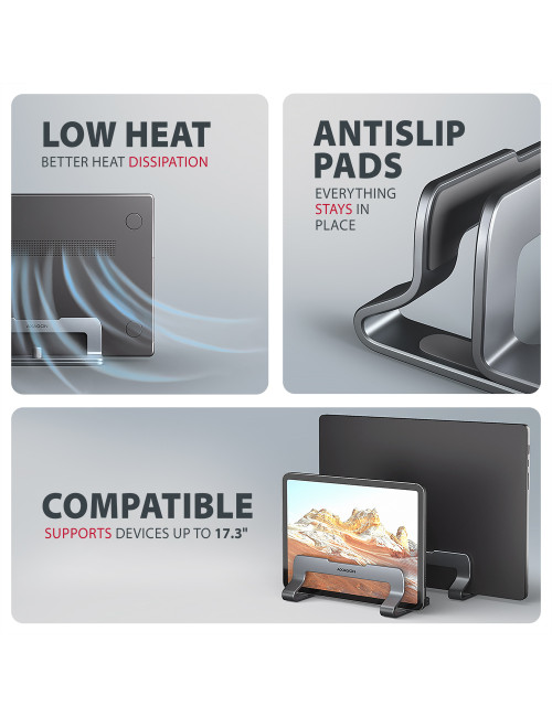 AXAGON STND-VG vertical stand for laptops and tablets | Adjustable width | 10-17.3 " | Grey