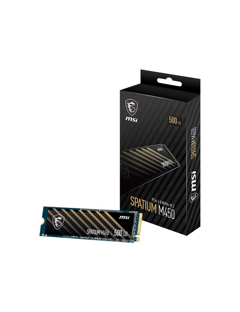 SSD|MSI|SPATIUM M450|500GB|M.2|PCIe Gen4|NVMe|3D NAND|Write speed 2300 MBytes/sec|Read speed 3600 MBytes/sec|2.15mm|TBW 300 TB|M