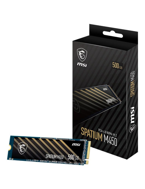 SSD|MSI|SPATIUM M450|500GB|M.2|PCIe Gen4|NVMe|3D NAND|Write speed 2300 MBytes/sec|Read speed 3600 MBytes/sec|2.15mm|TBW 300 TB|M