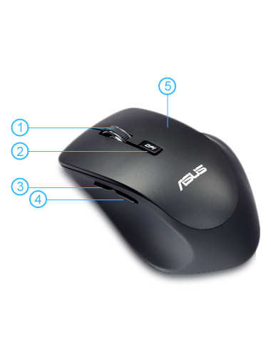 Asus | WT425 | Wireless Optical Mouse | wireless | Black, Charcoal