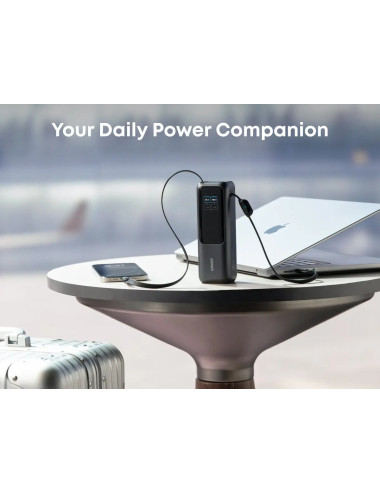 Anker Zolo Powerbank | A1695H11 | 25000 mAh | Built-In USB-C and Retractable Cable) | Grey