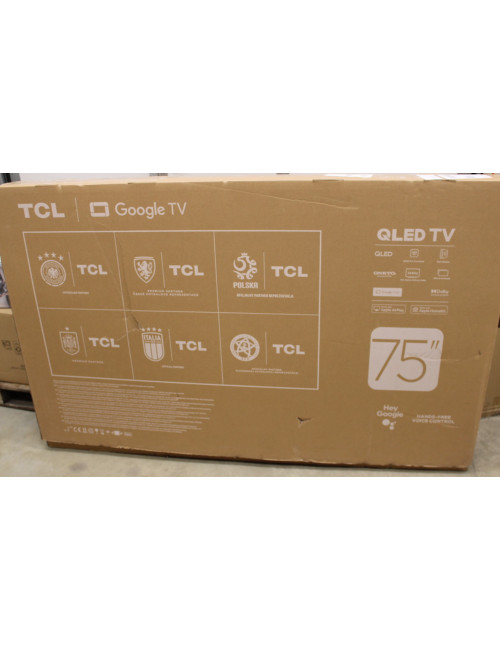 SALE OUT. TCL 4K QLED TV | 75T8C | 75 | Smart TV | Google TV | Black | DAMAGED PACKAGING