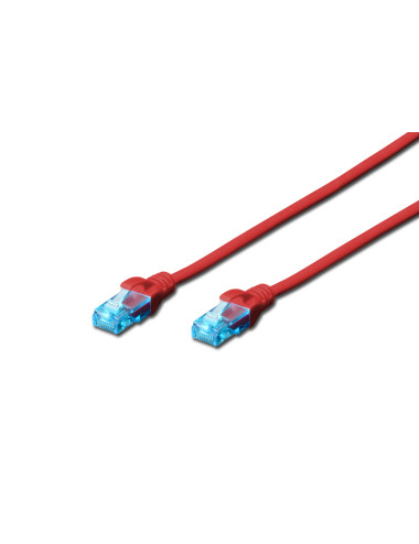 CAT 5e U-UTP | Patch cord | PVC AWG 26/7 | Boots with kink protection, strain relief and latch protection | Red | 0.5 m | Modula