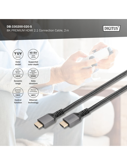 Digitus 8K HDMI Ultra High Speed Connection Cable | DB-330200-020-S | 2 m