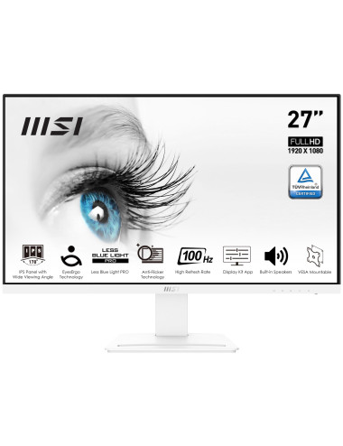 LCD Monitor|MSI|PRO MP273AW|27"|Business|Panel IPS|1920x1080|16:9|100Hz|Matte|4 ms|Speakers|Tilt|Colour White|PROMP273AW