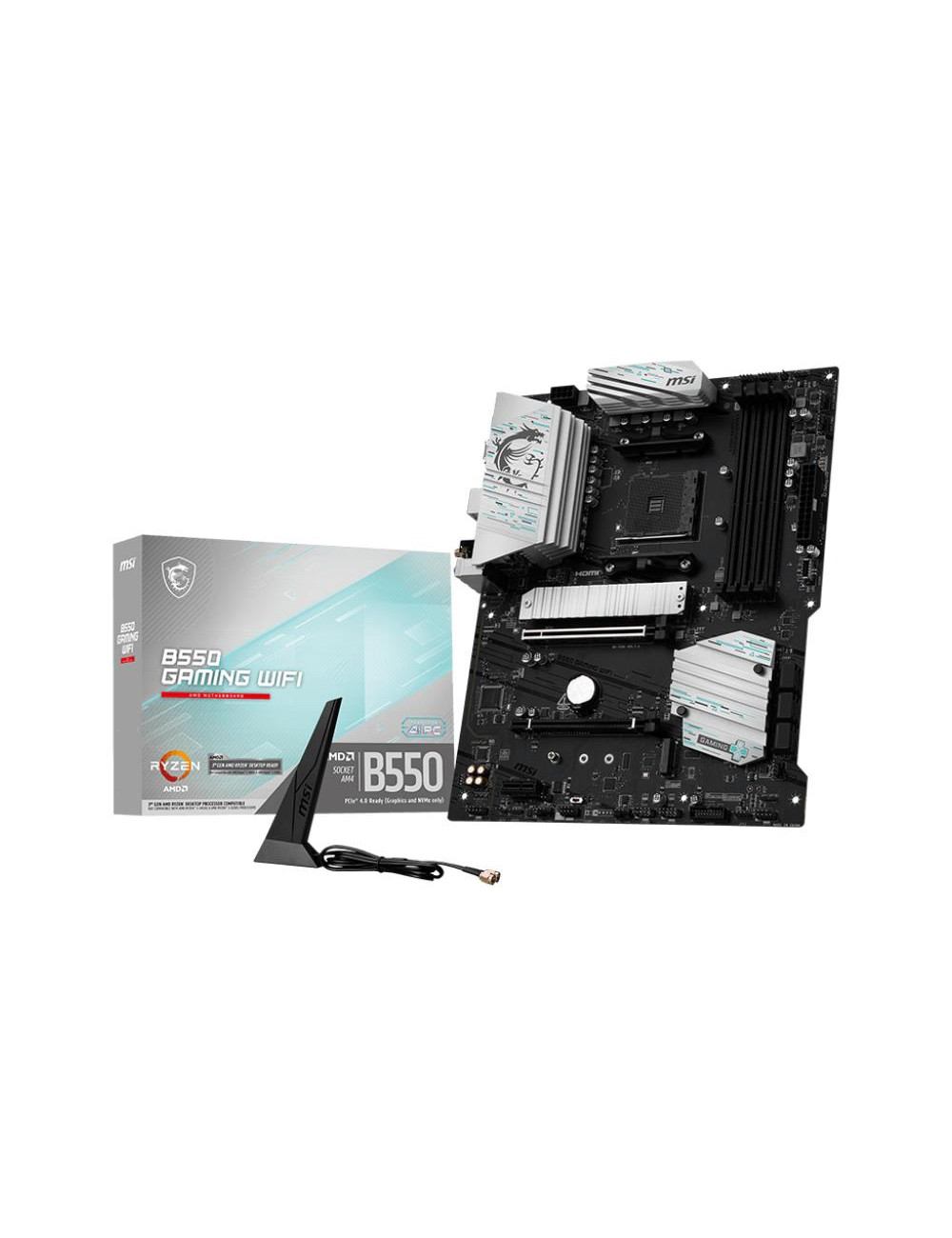 Mainboard|MSI|AMD B550|Socket AM4|ATX|RAM DDR4-SDRAM|4xSlots|Wi-Fi Yes|Bluetooth Yes|2xNumber of M.2 (M) slots|B550GAMINGWIFI