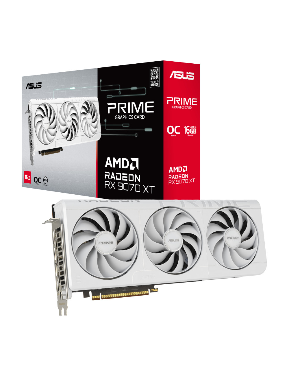Asus Prime Radeon RX 9070 XT White OC Edition 16GB GDDR6 | AMD | 16 GB | Radeon RX 9070 XT | GDDR6 | HDMI ports quantity 1 | PCI