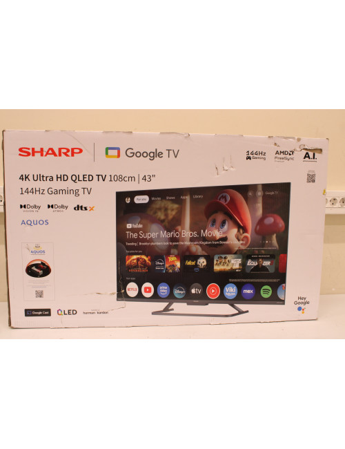 SALE OUT. Sharp 43HR7265E | 43 | Smart TV | Google TV | Black | DAMAGED PACKAGING