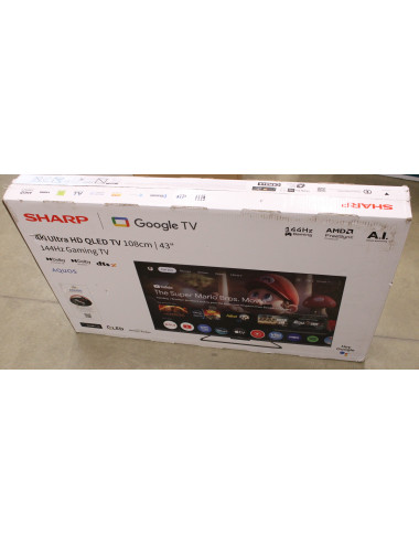 SALE OUT. Sharp 43HR7265E | 43 | Smart TV | Google TV | Black | DAMAGED PACKAGING