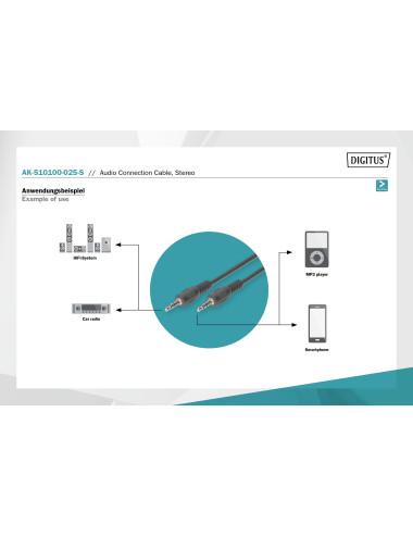Digitus Audio Connection Cable, Stereo | AK-510100-025-S