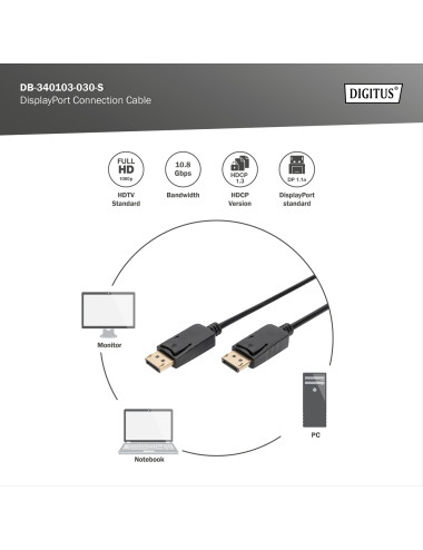 Digitus | DisplayPort Connection Cable | AK-340103-030-S | 3 m