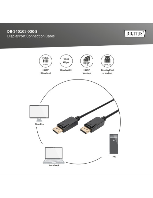 Digitus | DisplayPort Connection Cable | AK-340103-030-S | 3 m