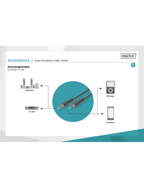 Digitus Audio Connection Cable, Stereo | AK-510100-015-S