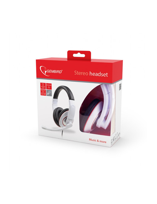 Gembird | MHS-001-GW | Stereo headset | Built-in microphone | 3.5 mm | Glossy white