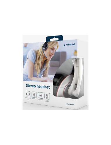 Gembird | MHS-001-GW | Stereo headset | Built-in microphone | 3.5 mm | Glossy white