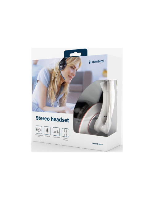 Gembird | MHS-001-GW | Stereo headset | Built-in microphone | 3.5 mm | Glossy white