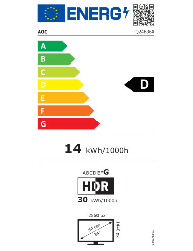 AOC | Q24B36X | 24 " | IPS | QHD | 16:9 | 144 Hz | 4 ms | 2560 x 1440 pixels | 300 cd/m | HDMI ports quantity 1 | Black