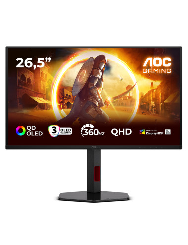 AOC Q27G4SDR | 27 " | QD-OLED | QHD | 16:9 | 360 Hz | 0.03 ms | 2560 x 1440 pixels | 1000 cd/m | HDMI ports quantity 2 | Black
