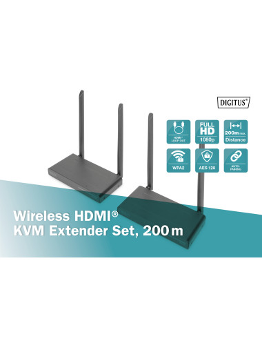 Digitus | Wireless HDMI KVM Extender Set, 200 m | DS-55321