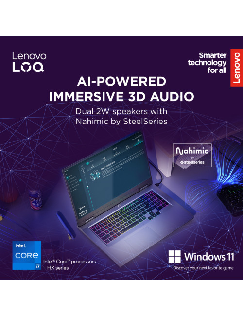 Lenovo LOQ 17IRX10 17.3 FHD i7-13650HX/16GB/1TB/NVIDIA GF RTX 5060 8GB/WIN11 Home/ENG Backlit kbd/Luna Grey/2Y Warranty | Lenovo