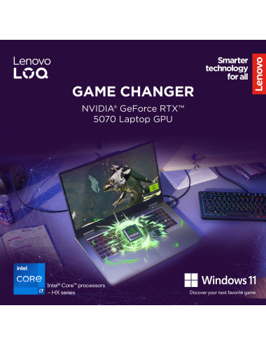 Lenovo LOQ 17IRX10 17.3 FHD i7-13650HX/16GB/1TB/NVIDIA GF RTX 5060 8GB/WIN11 Home/ENG Backlit kbd/Luna Grey/2Y Warranty | Lenovo
