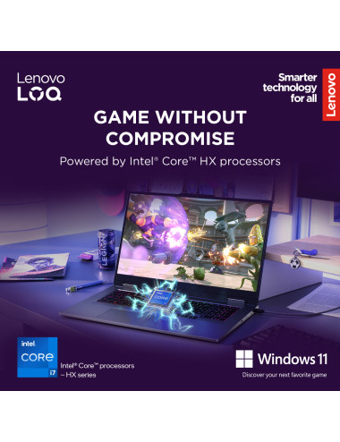 Lenovo LOQ 17IRX10 17.3 FHD i7-13650HX/16GB/1TB/NVIDIA GF RTX 5060 8GB/WIN11 Home/ENG Backlit kbd/Luna Grey/2Y Warranty | Lenovo