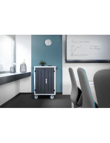 Digitus | Black | Charging Trolley 30 Notebooks / Tablets up to 16" | Pressure lock system with swiveling lever handle on the fr