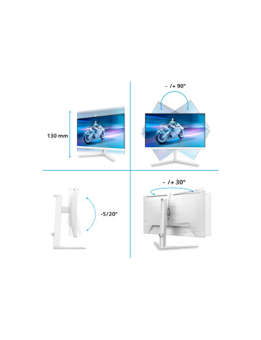 Philips 27M2N6501L/00 | 27 " | QD-OLED | 16:9 | 240 Hz | 0.03 ms | 2560 x 1440 pixels | 400 cd/m | HDMI ports quantity 2 | White