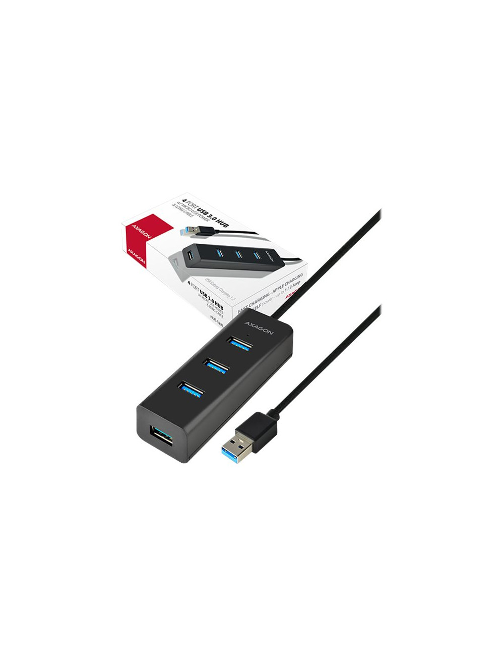 AXAGON HUE-S2BL USB3.0 CHARGING hub