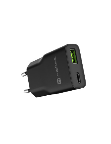 Natec Ribera USB Charger Gan Slim USB 1X USB-A + 1X USB-C 20W | NUC-2377