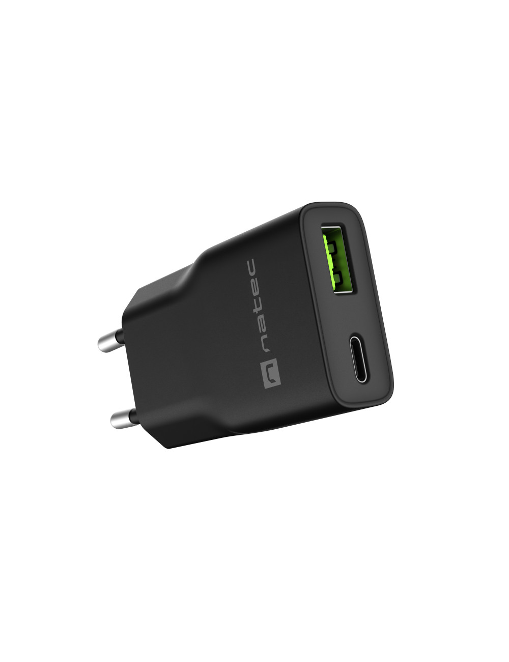 Natec Ribera USB Charger Gan Slim USB 1X USB-A + 1X USB-C 20W | NUC-2377