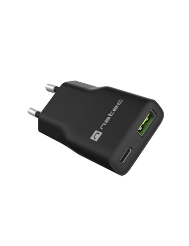 Natec Ribera USB Charger Gan Slim USB 1X USB-A + 1X USB-C 20W | NUC-2377