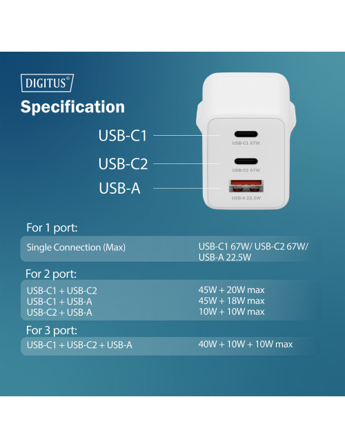 Digitus Battery charger, 67W | DA-10303