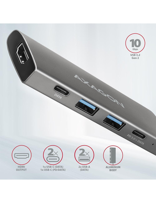 AXAGON | USB-C 10Gbps SPEEDSTER 5in1 hub (rev2.0) | HMC-5G2 | HDMI ports quantity 1