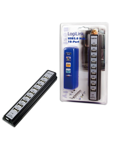 Logilink | USB 2.0 Hub-10 port whit power adapter
