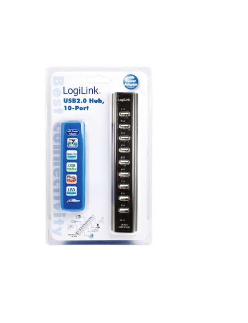 Logilink | USB 2.0 Hub-10 port whit power adapter