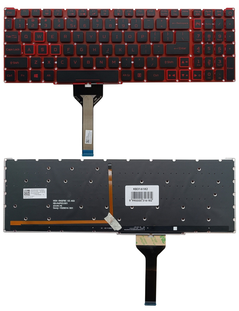 Klaviatūra ACER Nitro AN515-45, AN515-56, AN515-57, su pašvietimu