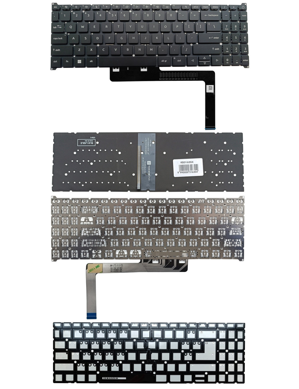 Klaviatūra ACER Aspire A315-59, A715-76, A715-51G, A515-57, su pašvietimu, US