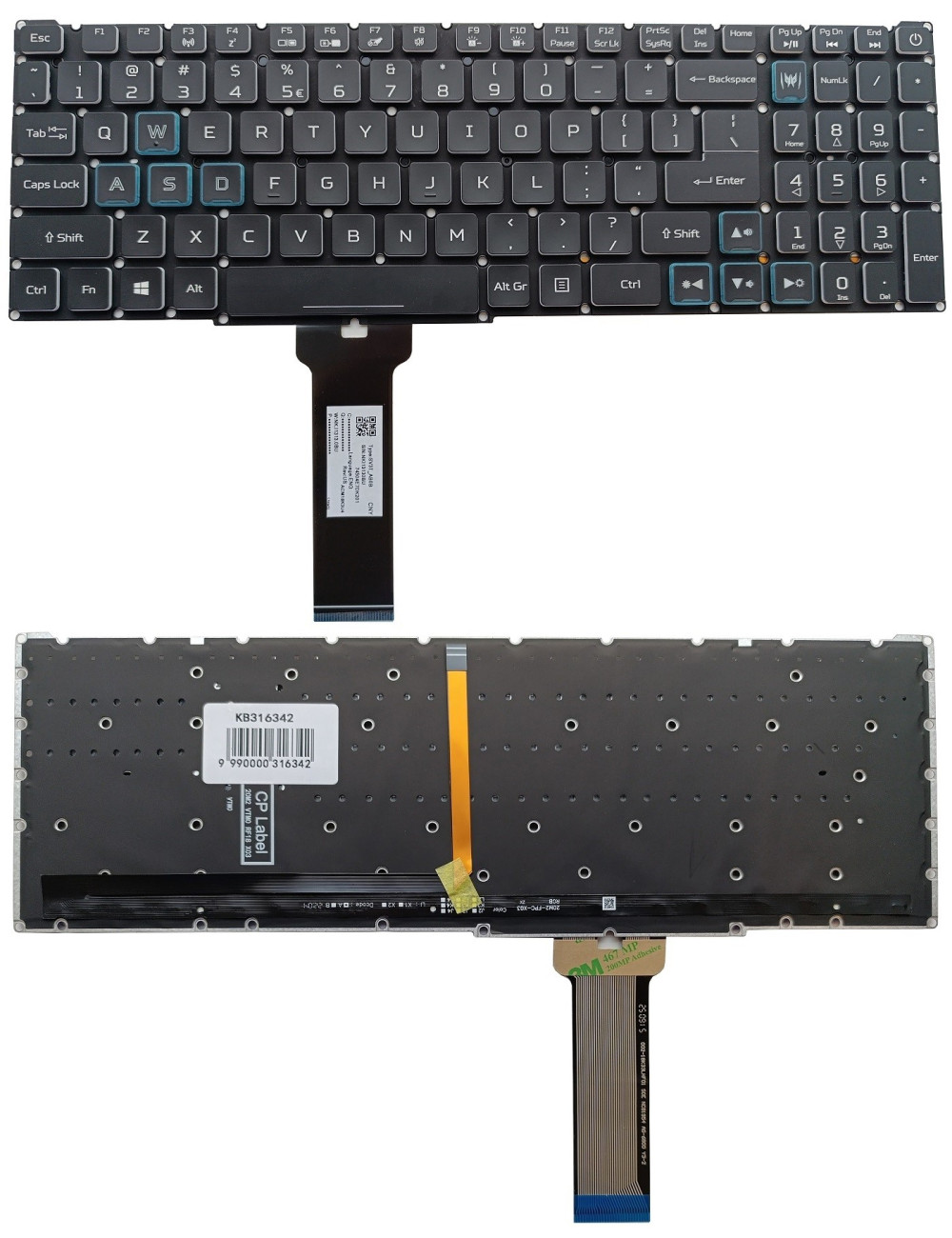 Keyboard ACER: Predator Helios 300 PH315-52, PH315-53, with backlight, US