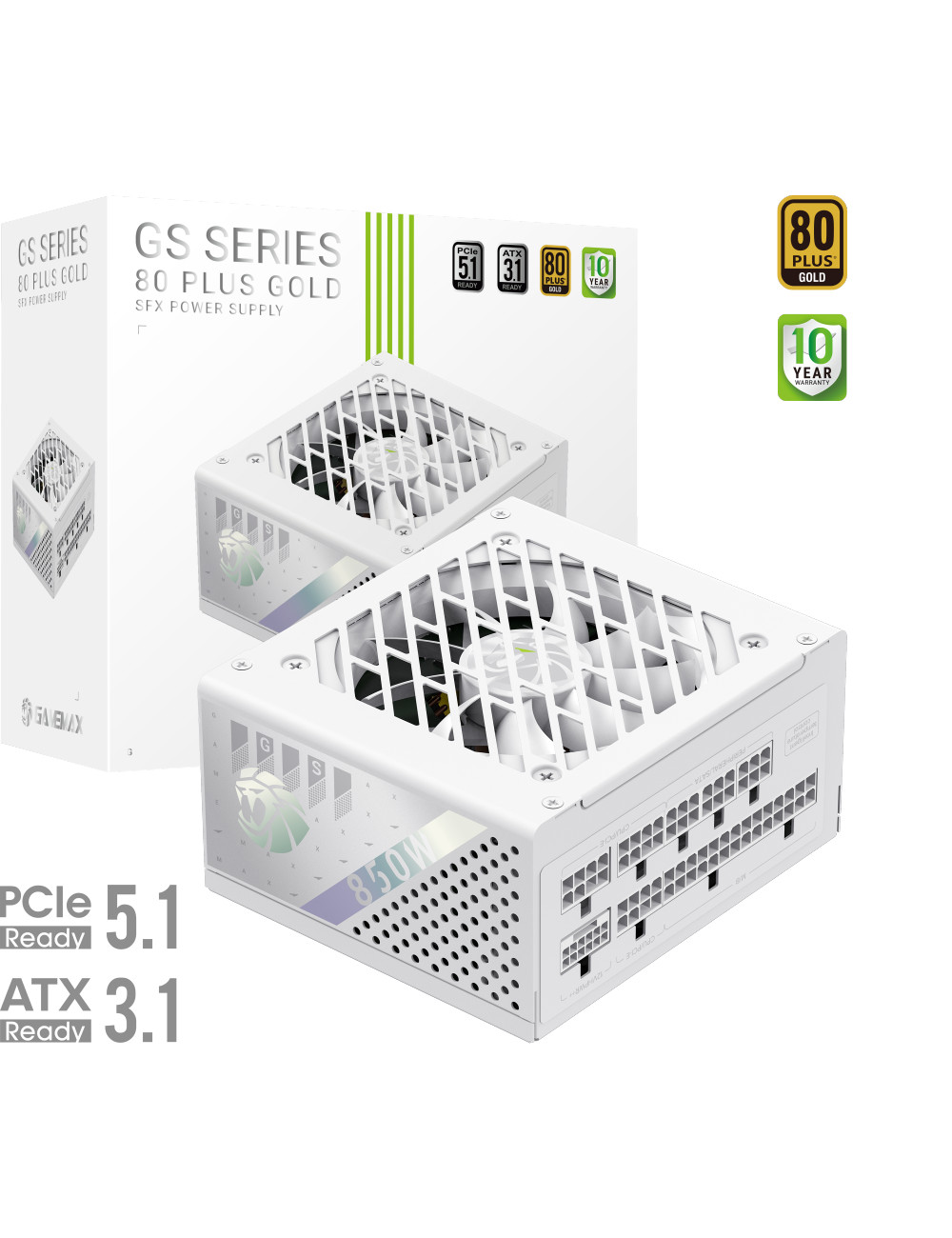 Gamemax Power Supply, 80 PLUS, Gold | GS 850G WH | 850 W