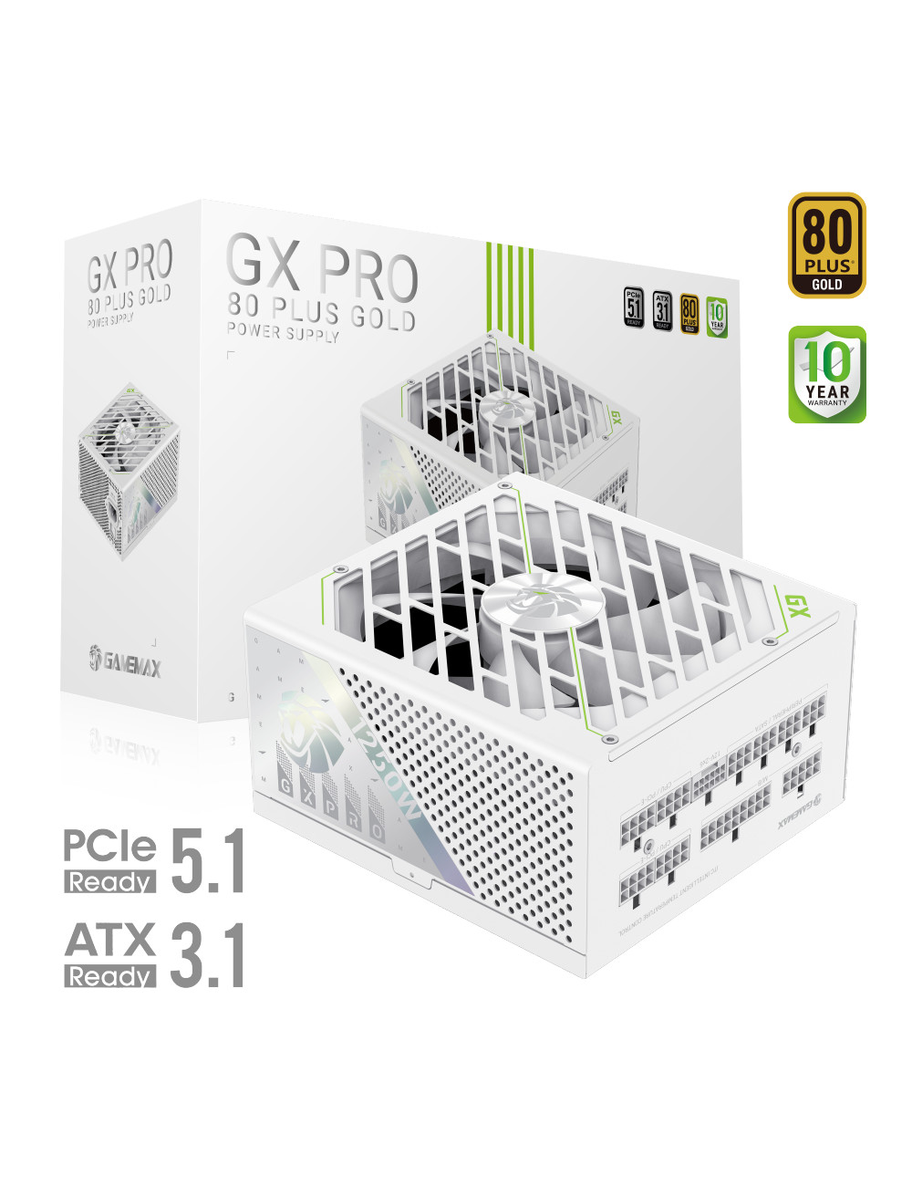 Gamemax Power Supply, 80 PLUS, Gold | GX PRO 1250G WH | 1250 W