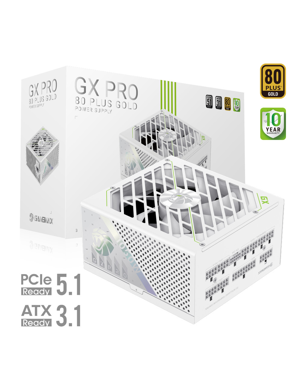 Gamemax Power Supply, 80 PLUS, Gold | GX PRO 1050G WH | 1050 W
